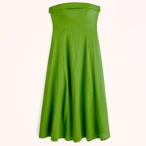 Strapless Linen-Blend Midi Dress